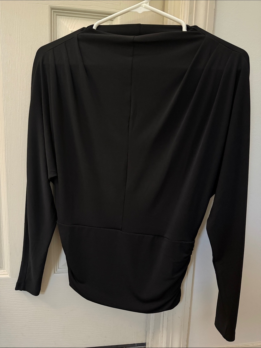Ann Taylor Black Long-Sleeve Draped Blouse